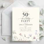 Budget Floral 50th Birthday Invitation<br><div class="desc">Celebrate in style with a garden floral calligraphy 50th birthday invitation, perfect for a milestone event. Featuring vibrant floral designs and elegant calligraphy, this invitation sets a whimsical yet sophisticated tone for your celebration. The lush garden theme blends natural beauty with graceful typography, creating a timeless and inviting look. Ideal...</div>