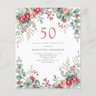 Budget Floral 50th Birthday Invitation Flyer
