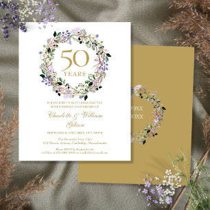 Budget Floral 50th Wedding Anniversary Invitation
