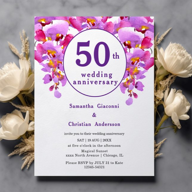 Budget Floral 50th Wedding Anniversary Invitation (Creator Uploaded)