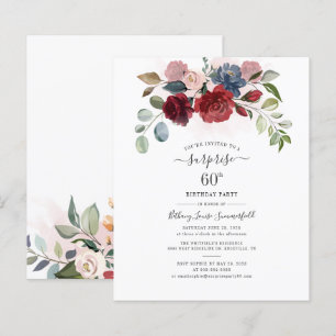 Budget Floral 60th Birthday Eucalyptus Invitation