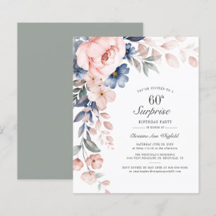 Budget Floral 60th Birthday Party Invitation