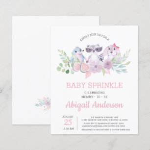 Budget Floral Animal Baby Sprinkle Invitation
