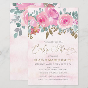 Budget Floral Baby in Bloom Baby Shower Invitation