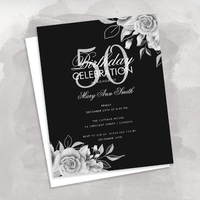 Budget Floral Birthday Party Silver & Black (Creator Uploaded)