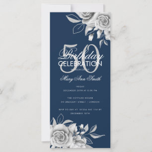 Budget Floral Birthday Party Silver Navy 