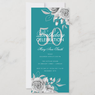 Budget Floral Birthday Party Silver Teal 