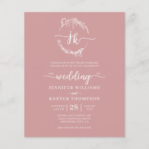 BUDGET Floral Blush Pink Monogram Photo Wedding 