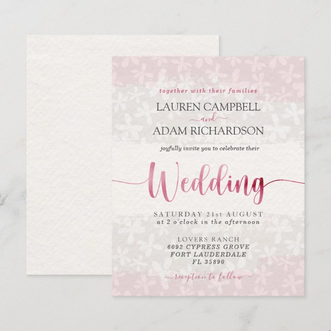 Budget Floral Blush Pink Watercolor Wedding (Front/Back)