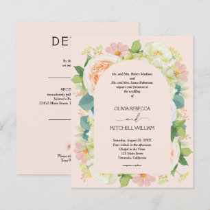 Budget Floral Blush Pink Wedding All in One Invite
