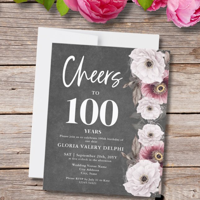 Budget Floral Cheers to 100th Birthday  (Creator Uploaded)