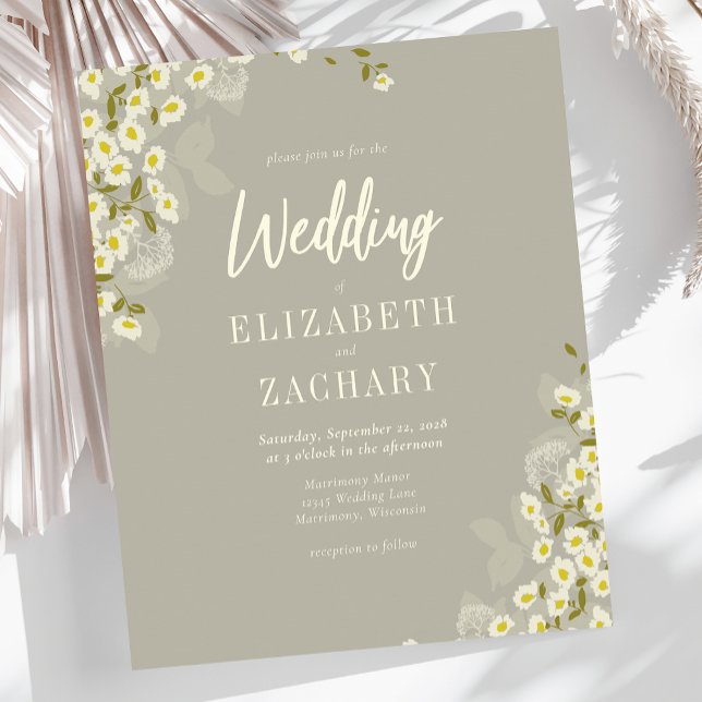 Budget Floral Cream Beige Wedding Invitation (Creator Uploaded)