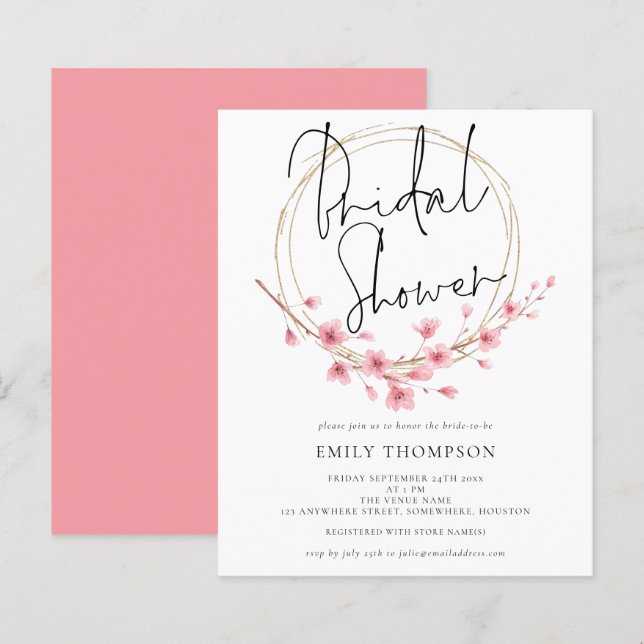 Budget Floral Frame Bridal Shower Invitation (Front/Back)