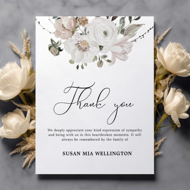 Budget Floral Funeral Thank you Card (Creator Uploaded)