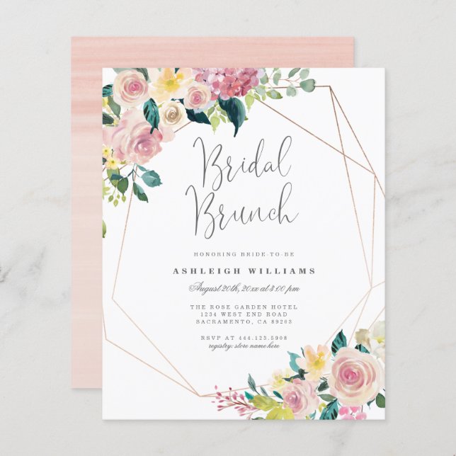 Budget Floral Greenery Geometric Bridal Brunch (Front/Back)