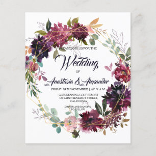 Budget/Floral & Greenery/Wedding Invitation. Flyer
