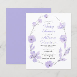 Budget Floral Lavender Baby Shower Invitation
