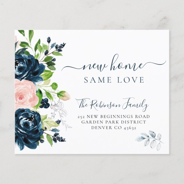 Budget floral modern moving announcement (Front)
