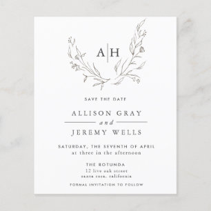 Budget Floral Monogram Save the DAte