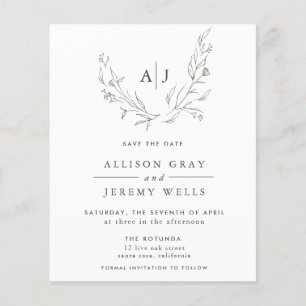 Budget Floral Monogram Save the DAte