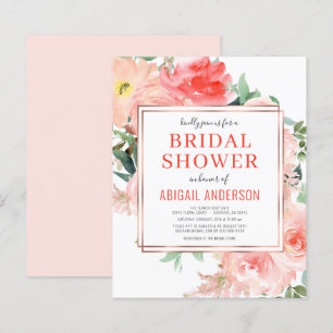 Budget Floral Peach Bridal Shower Invitation