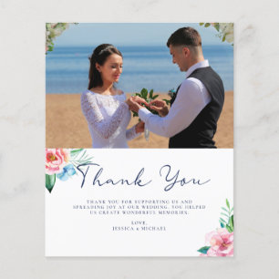 Budget Floral Photo Mariage Carte de remerciements