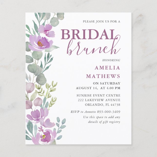 Budget Floral Pink Eucalyptus Bridal Shower Invite (Front)