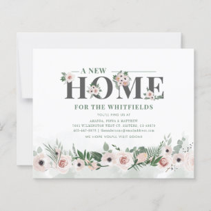 Budget Floral Pink New Address Moving Announcement