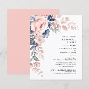 Budget Floral Pink Rehearsal Dinner Invitation