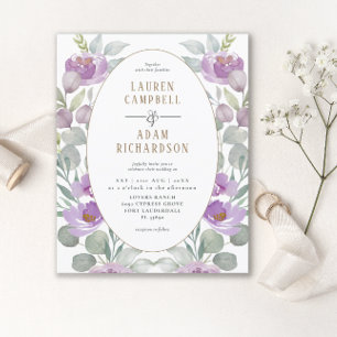 Budget Floral Pink Watercolor Wedding Invitation