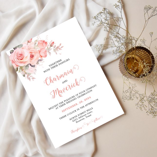 Budget Floral Pink Wedding  Invitation (Creator Uploaded)
