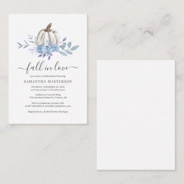 Budget Floral Pumpkin Fall Bridal Shower Invite (Front/Back)