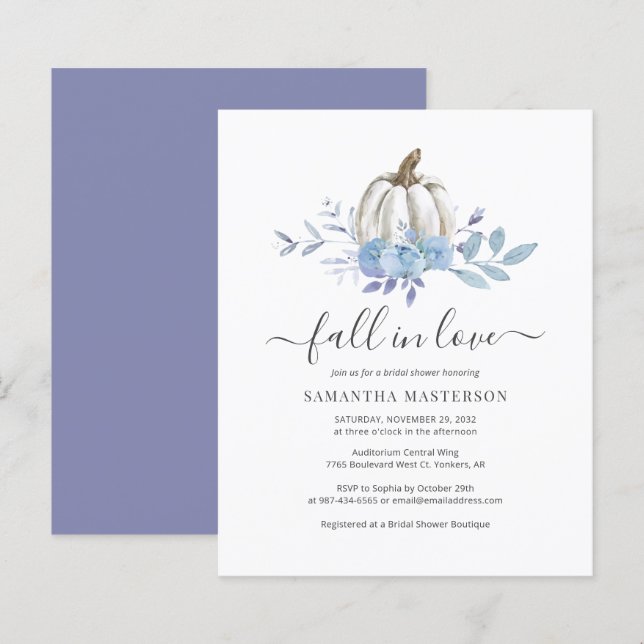 Budget Floral Pumpkin Fall Bridal Shower Invite (Front/Back)