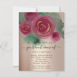 Budget Floral QR Code Rose Gold Marsala Pink