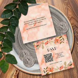 Budget Floral QR Code RSVP Wedding Enclosure Card
