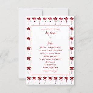 Budget Floral Rose Patterns Terracotta Wedding Invitation