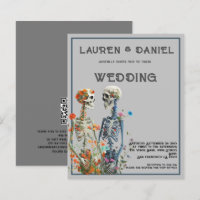 Budget Floral Skeleton Minimalist QR Code Wedding