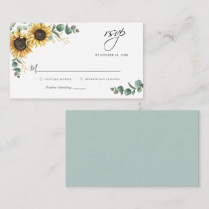 Budget Floral Sunflower Wedding RSVP Card