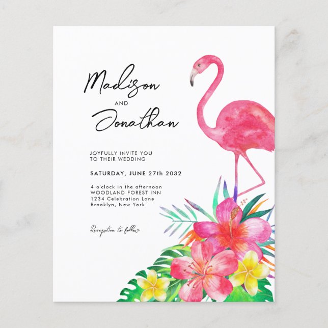 BUDGET Floral Tropical Paradise Flamingo Wedding (Front)