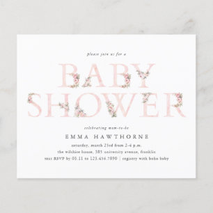 Budget Floral Type Girls Baby Shower Invitation