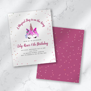BUDGET Floral Unicorn Face Birthday Invitation