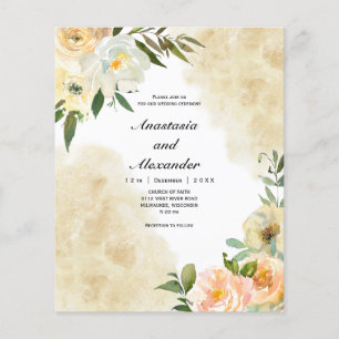 Budget Floral watercolor wedding invitation. Flyer