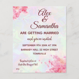 Budget Floral Watercolor Wedding RSVP & Invitation Flyer