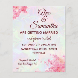 Budget Floral Watercolor Wedding RSVP & Invitation Flyer