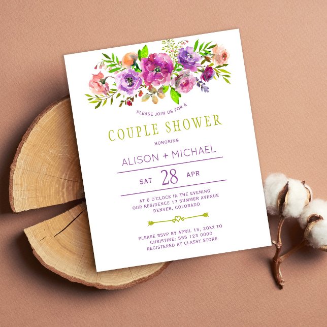 Budget floral wedding couple shower invitation (Creator Uploaded)