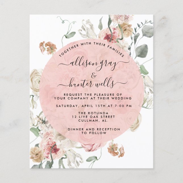 Budget Floral Wedding Invitation | Annabeth Flyer (Front)