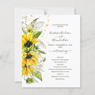 Budget Floral Wedding Program card.