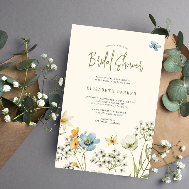 Budget floral wildflowers bridal shower invitation (Creator Uploaded)