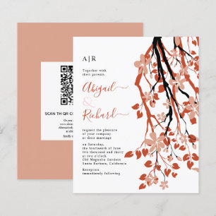 BUDGET Flowers QR code RSVP wedding invitation