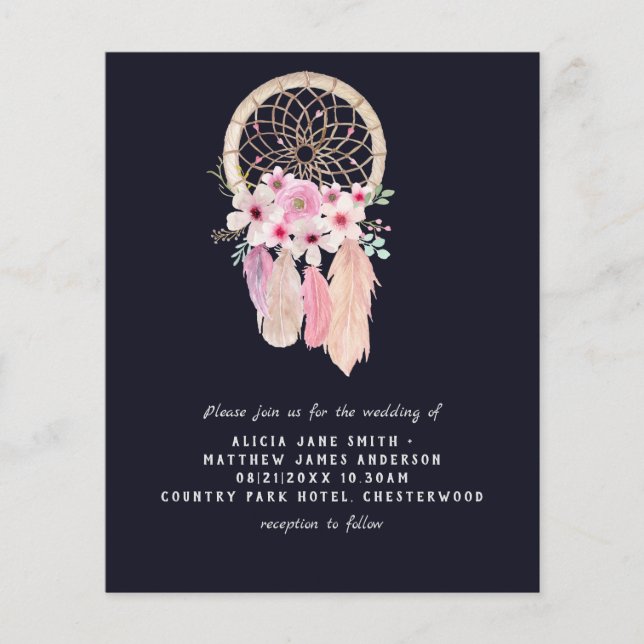BUDGET Flyer paper BOGO Navy Wedding Invite (Front)